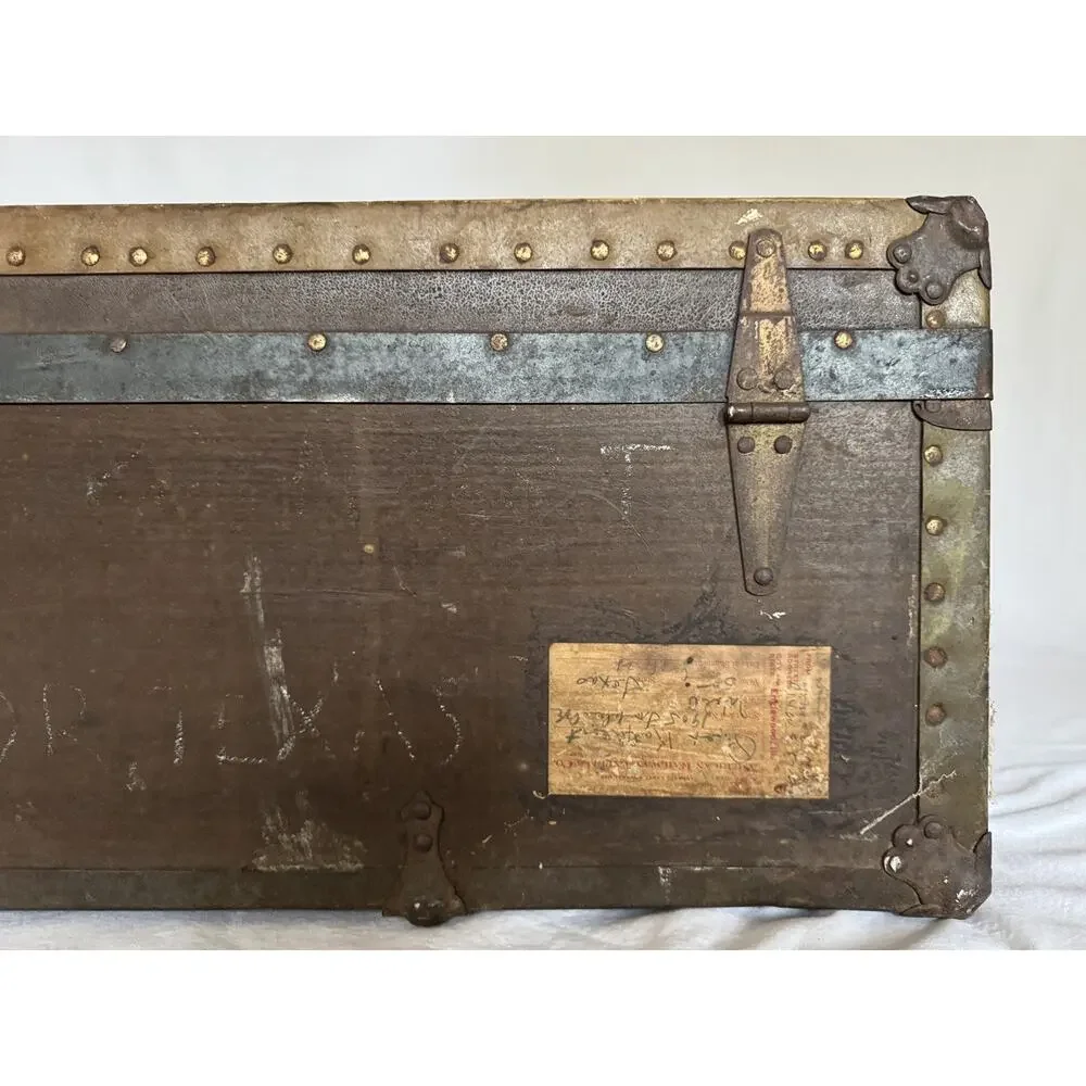 Antique 1928 Footlocker Trunk Named WWII Army Camp Beale Baylor Football Texas